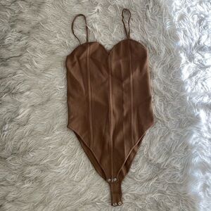 Zara Tan Ribbed Bodysuit